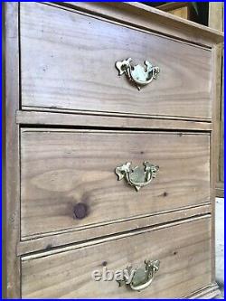 Vintage Solid Pine Small Chest Of Three Drawers Bedside Cabinet