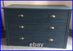 Vintage Solid Wood Antique Chest Of Drawers Blue