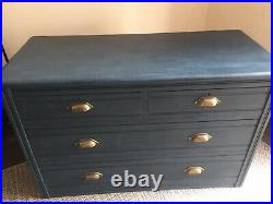 Vintage Solid Wood Antique Chest Of Drawers Blue