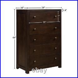 Vintage Solid Wood Chest 5 Drawers Dresser For Home Bedroom Wardrobe US Stock