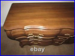 Vintage Union National Walnut Dresser, 9 Drawer Low Chest, French Style, Nutmeg