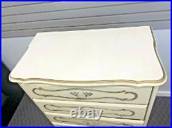 Vintage WOOD DRESSER French Provincial white gold Dixie shabby chest drawers 70s