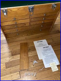 Vintage Wood Craftsman Machinist Tool Box Chest Felt Lined 7 Drawers 22x11x15