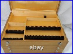 Vintage Wood Silverware Flatware Cutlery Storage Box Chest Case 4 Tier Drawer