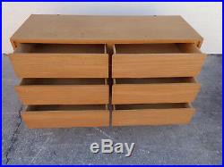Vtg Jetsons Style MCM Baumritter Attributed 6 Slotted Drawer Wood Dresser Chest
