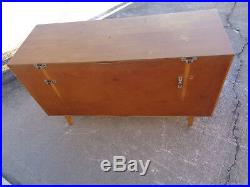 Vtg Jetsons Style MCM Baumritter Attributed 6 Slotted Drawer Wood Dresser Chest