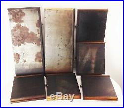 Vtg antique Gerstner leather wrap oak wood 20 7 drawer machinist tool box chest