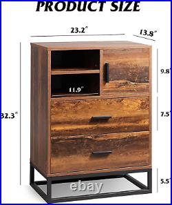 WLIVE 2 Drawer Dresser, Chest of Drawers with Open Shelf, Wood Storage Organizer