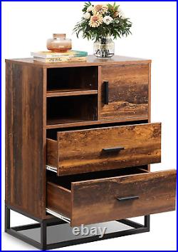 WLIVE 2 Drawer Dresser, Chest of Drawers with Open Shelf, Wood Storage Organizer