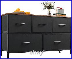 WLIVE Dresser for Bedroom with 5 Drawers, Wide Chest of Drawers, Fabric Dresser