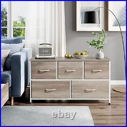WLIVE Dresser for Bedroom with 5 Drawers Wide Chest of Drawers Fabric Dresser