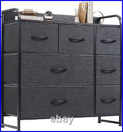 WLIVE Dresser with 7 Drawers, Chest of Drawers, 3-Tier Organizer Unit with Steel