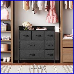 WLIVE Dresser with 7 Drawers, Chest of Drawers, 3-Tier Organizer Unit with Steel