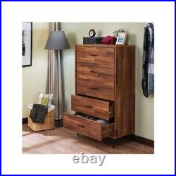 Walnut Finish ACME Deoss 5 Drawer Chest Contemporary Storage Solution