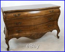 Walnut French Style bow front chest of drawers Bronze Handles Three Drawer