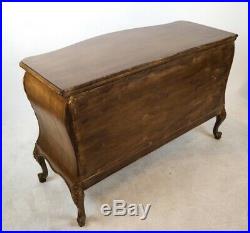 Walnut French Style bow front chest of drawers Bronze Handles Three Drawer