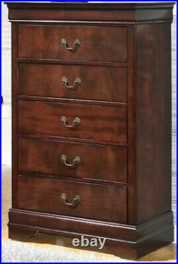 Webster Chest Dark Cherry Oak Wood Finish 5 Drawers Great Condition