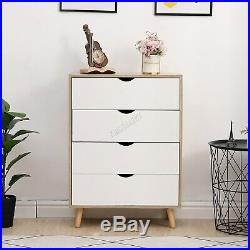 WestWood Chest of 4 Drawers Bedside Cabinet Wood Tall Storage Organiser Bedroom
