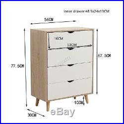 WestWood Chest of 4 Drawers Bedside Cabinet Wood Tall Storage Organiser Bedroom