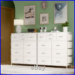 White 10 Drawers Dresser Chest for Bedroom Modern Tall w Side Pockets and Hooks