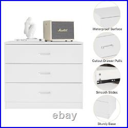 White 3 Drawer Dresser, Chest of Drawers for Bedroom, Modern Storage Cabinet Dre