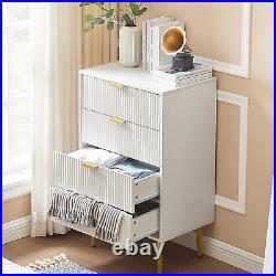 White 4 Drawer Bedroom Dresser Wood Metal Handles Storage Chest