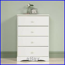 White 4 Drawer Wooden Dresser Chest Drawers Clothes Storage Bedroom Furniture