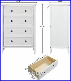 White 4 drawer dresser table shelf cabinet storage home Chest of Drawers