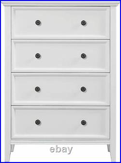 White 4 drawer dresser table shelf cabinet storage home Chest of Drawers