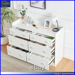 White 6-Drawer Dresser Bedroom Organizer Unit Storage Cabinet Chests of Drawers