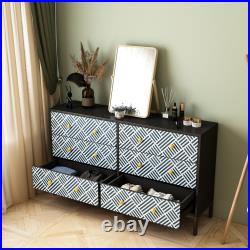 White & Black Dresser Chest of 6 Drawers, Modern Wood Bedroom Storage Cabinet