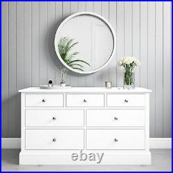 White Chest of Drawers 4+3 Drawer Wide Storage Cabinet Bedroom Furniture