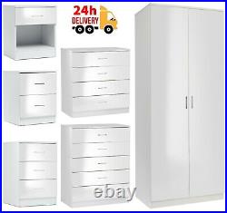 White Chest of Drawers Bedside Table 1 2 3 4 5 Drawer Wardrobe Bedroom Furniture