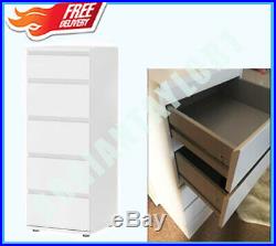 White Chest of Drawers Dresser 5-Drawer Tall Wood Clean Space-Saving Storage