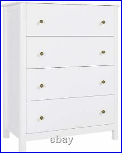 White Dresser 4 Drawer Chest Nightstand Sturdy Wood Frame Nursery Closet
