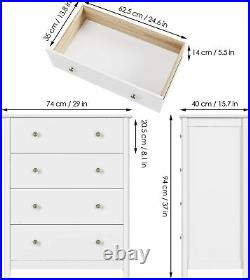 White Dresser 4 Drawer Chest Nightstand Sturdy Wood Frame Nursery Closet