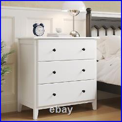 White Dresser for Bedroom 27.5''W Nightstand with3 Drawers Modern Chest of Drawers
