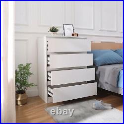 White Dresser for Bedroom Chest of 4 Drawers Wood Storage Cabinet Bedside Table