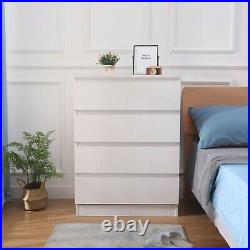 White Dresser for Bedroom Chest of 4 Drawers Wood Storage Cabinet Bedside Table