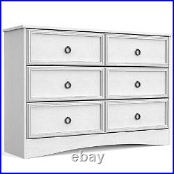 White Dresser with 6 Drawers, Wide Chest of Drawers Storage Organizer for Bedroom