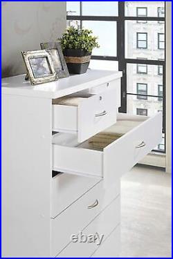 White Finish Wooden 7 Drawer Chest Dresser Clothes Storage Lockable Organizer