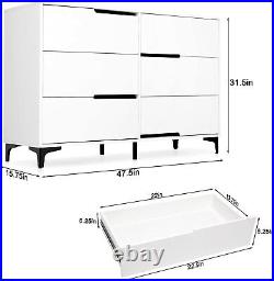 White Modern Dresser 4/6 Drawer Chest Drawers Storage Cabinet Dresser Nightstand