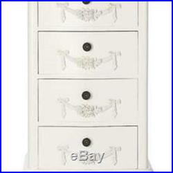 White Tallboy Chest Cabinet 5 Drawers For Bedroom Vintage Chic Furniture Design