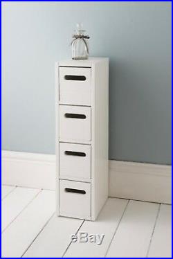 White Wooden 4 Drawer Chest Storage Cabinet Cupboard Free Standing Bathroom Unit