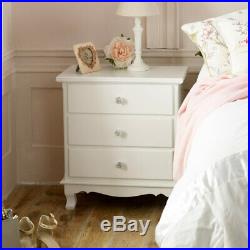 White wood 3 drawer chest shabby vintage chic French bedroom furniture storage