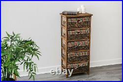 Wicker Basket Storage Unit Bedside Table Cabinet Chest Drawers Maize Shabby Chic