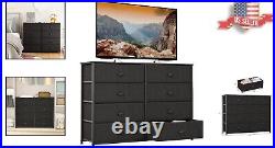 Wide 40-inch 8 Drawer Dresser Versatile Multipurpose Storage Chest Black