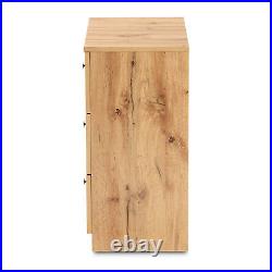 Wood 3-Drawer Storage Chest Nightstand Bedroom Bedside Cabinet Vintage Oak Brown