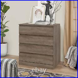 Wood 4 Drawer Dresser Chest Storage Cabinet Organizer Bedroom Living Room Gray