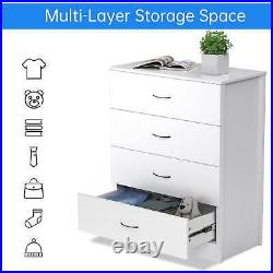 Wood 4 Drawer Wood Dressers Bedroom Storage Cabinet Dresser Chest Light Gray US